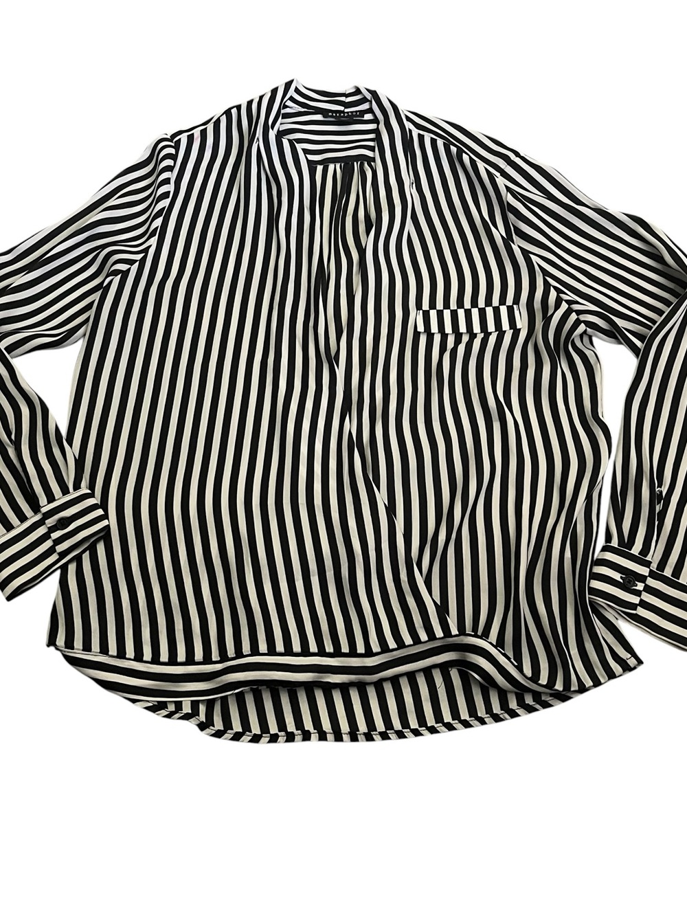 Metaphor Black & White Vertical Stripe Women’s Blouse Size L